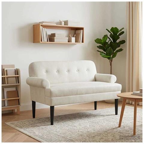 Loveseat con bottoni imbottiti Crema 120 x 66 x 78 cm - Foto 2