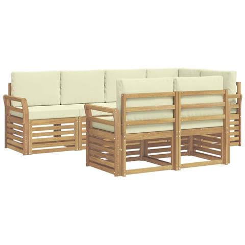 Set di divani da esterno 7 pcs Bianco e Crema - Foto 1