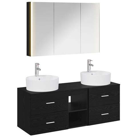 Set di mobili per il bagno 4 pcs Rovere Nero - Foto 1