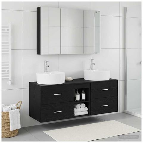 Set di mobili per il bagno 4 pcs Rovere Nero - Foto 2