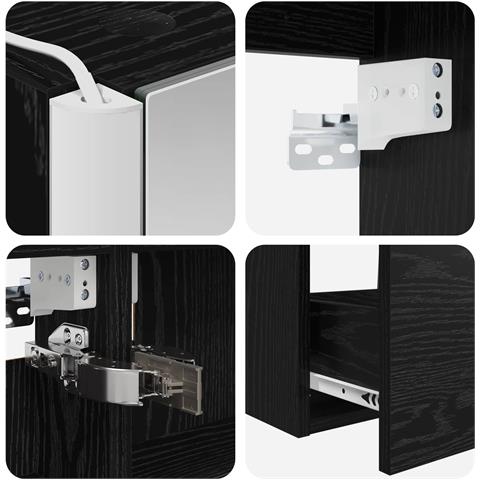 Set di mobili per il bagno 4 pcs Rovere Nero - Foto 9