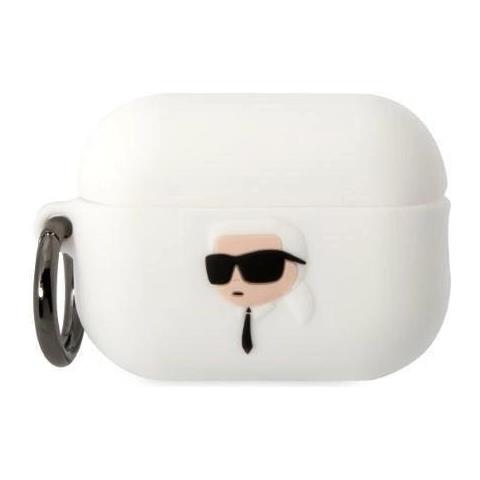 Karl Lagerfeld Klap2runikh Airpods Pro 2 Custodia Bianca /bianca Silikonico Karl Head 3d - Foto 1