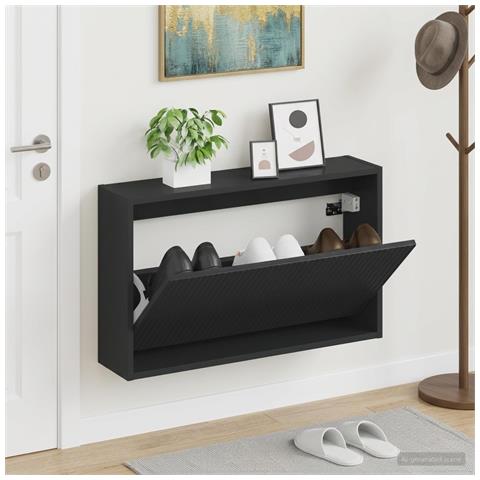 Mobiletto per Scarpe da Muro ARNHEM 71 x 17 x 43 cm Nero - Foto 2
