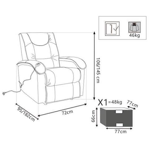 Poltrona Elettrica Massaggiante Marrone Per Interno Salotto Sala Da Pranzo Camera Per Anziani - Foto 3