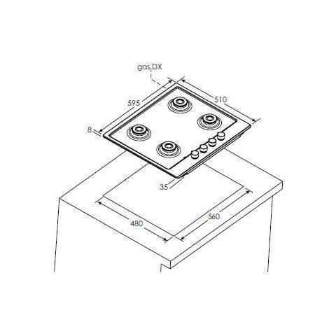 Piano Cottura CHW6BR4WTX a Gas 4 Fuochi Gas Colore Inox - Foto 2