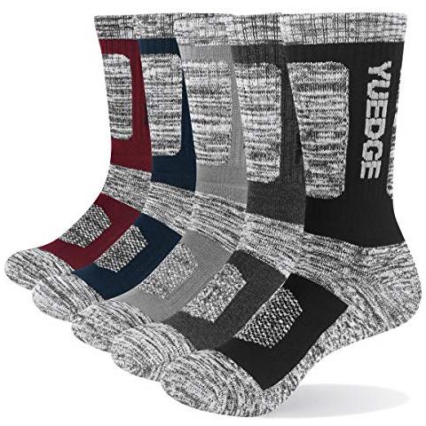 Uomo 5 Paia Wicking Cuscino Comodo Respirabile Casuale Crew Socks Outdoor Multi Prestazioni Escursionismo Camminare Athletic Socks (l)  - Foto 1