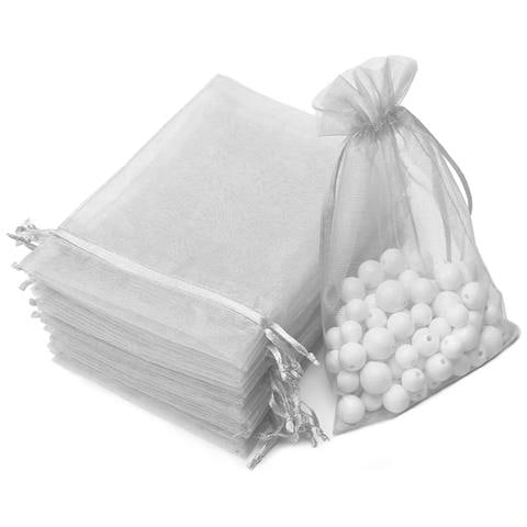 Sacchetti Regalo Piccoli Con Coulisse Organza Confezione Da 25 Pz. 7x9 Cm Grey - Foto 12