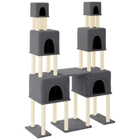 Albero Per Gatti Con Tiragraffi In Sisal Grigio Scuro 199 Cm - Foto 1
