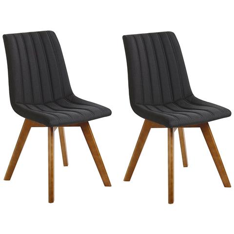 Set Di 2 Sedie Da Pranzo Tessuto Nero Calgary - Foto 7