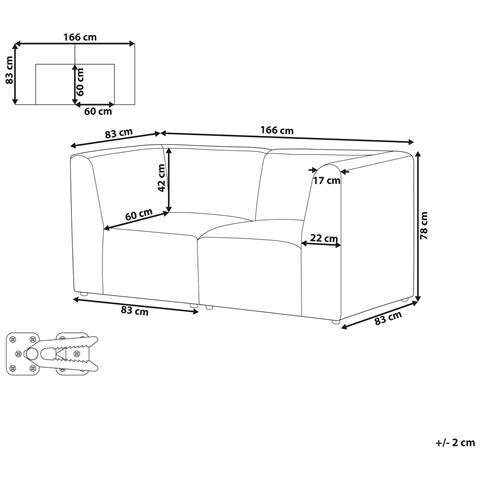 Divano Modulare 2 Posti Lemvig Velluto A Coste Tortora - Foto 9