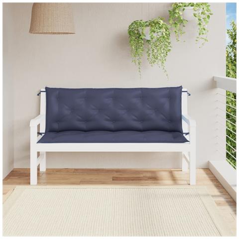 Cuscini Per Panca 2 Pz Blu Marino 150x50x7 Cm In Tessuto Oxford - Foto 1