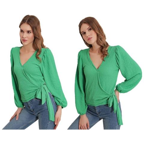 Blusa Avvolgente Taglia 38 - Verde - Foto 1