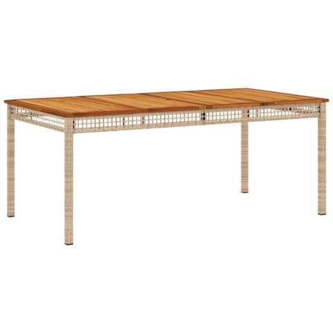 Tavolo Da Giardino Beige 180x90x75 Cm Polyrattan E Legno Acacia - Foto 2