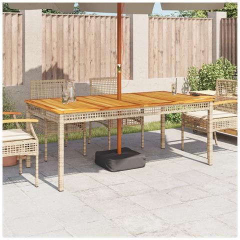 Tavolo Da Giardino Beige 180x90x75 Cm Polyrattan E Legno Acacia - Foto 3