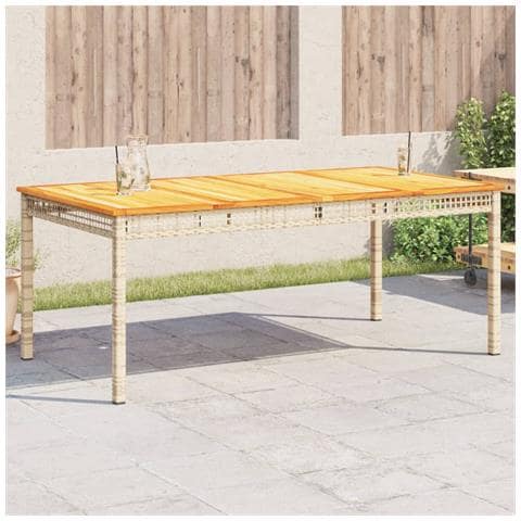 Tavolo Da Giardino Beige 180x90x75 Cm Polyrattan E Legno Acacia - Foto 1