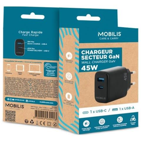 Caricabatterie da Parete 45 W 1 USB A Colore Nero - Foto 5
