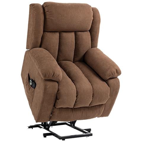 Poltrona Relax Alzapersona Con Telecomando, Massaggiante E Reclinabile In Tessuto, Marrone - Foto 1