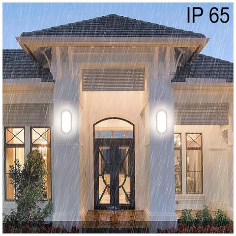 Lampada Led Da Parete Applique Ovale 12w Luce Fredda 6000k Interni Esterni Fc103 - Foto 1