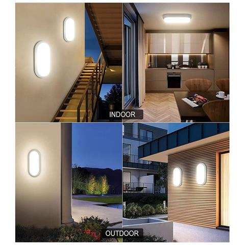 Lampada Led Da Parete Applique Ovale 12w Luce Fredda 6000k Interni Esterni Fc103 - Foto 3