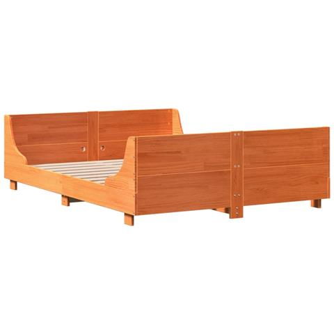 Letto Senza Materasso Marrone Cera 120x200 Cm In Legno Di Pino - Foto 3