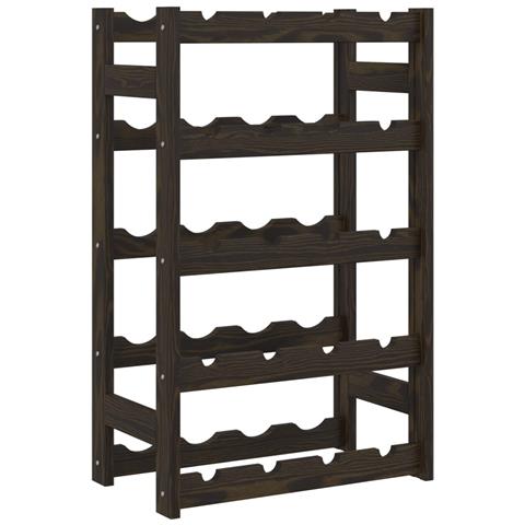 Portabottiglie Per 20 Bottiglie Nero Legno Massello Di Pino - Foto 2