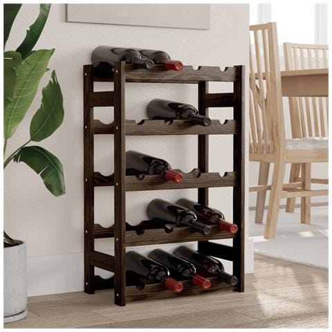 Portabottiglie Per 20 Bottiglie Nero Legno Massello Di Pino - Foto 1