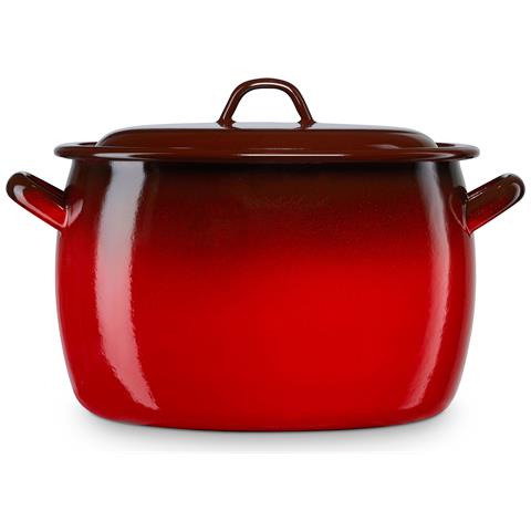 Briebe Ignea Pentola Induzione 22 Cm, Casseruola 6,4l Con Coperchio Acciaio Smaltato Vintage Rosso - Foto 1