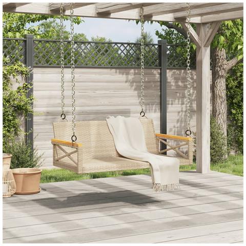 Panchina a Dondolo Beige 109x62x40 cm in Polyrattan - Foto 9