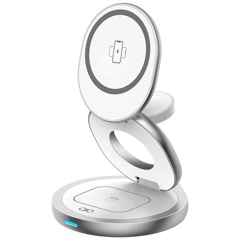 Stazione Di Ricarica Wireless Qi 3 / Magsafe 15w 3 Zone Pieghevole, Blanc / Gris - Foto 1