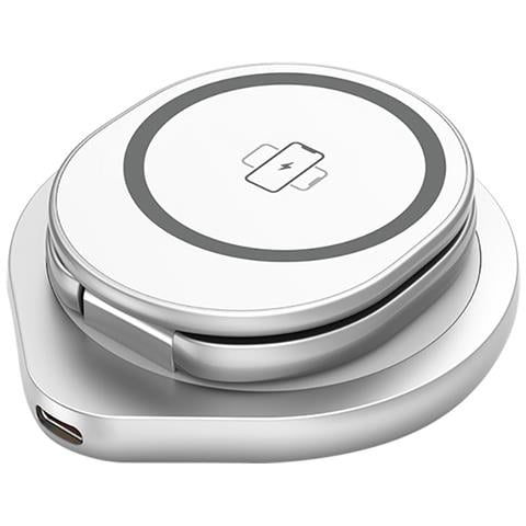 Stazione Di Ricarica Wireless Qi 3 / Magsafe 15w 3 Zone Pieghevole, Blanc / Gris - Foto 2
