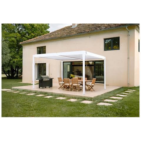 Pergola Bioclimatica Autoportante In Alluminio Bianco Piana 4x3m - Foto 1
