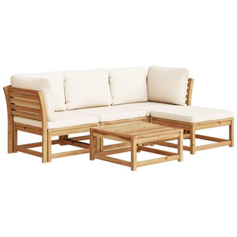 Set Salotto Da Giardino 5 Pz Con Cuscini Legno Massello Acacia - Foto 2