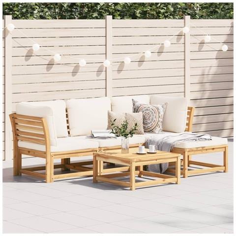 Set Salotto Da Giardino 5 Pz Con Cuscini Legno Massello Acacia - Foto 1
