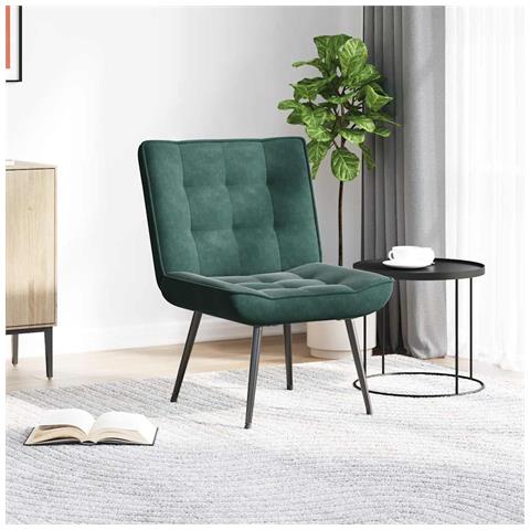 Sedia Relax 64x74x84 Cm Verde Scuro In Velluto - Foto 3