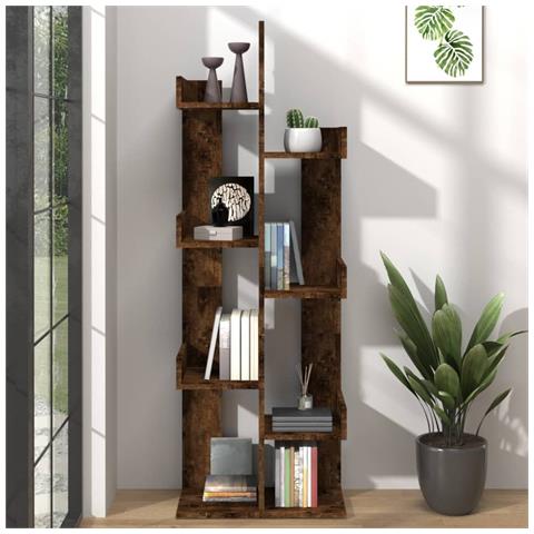 Lusso Casadino - Libreria 48x25x140 Cm Rovere Fumo In Legno Multistrato - Foto 8