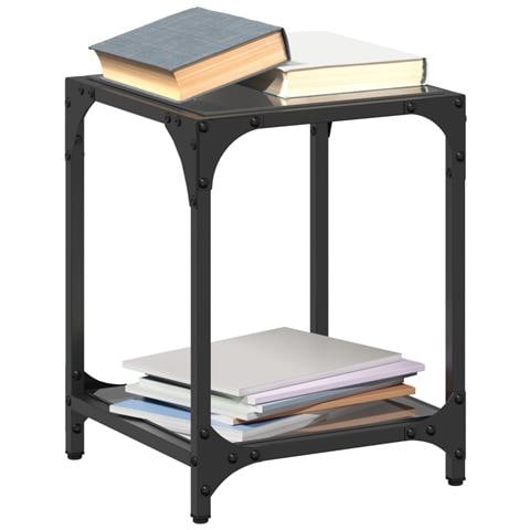 Tavolini Da Salotto Con Piano Vetro Nero 2pz 30x30x40cm Acciaio - Foto 8