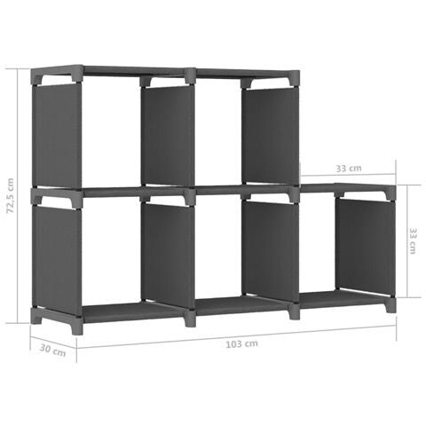 Mensola Con 5 Vani A Cubo Grigia 103x30x72,5 Cm In Tessuto - Foto 8