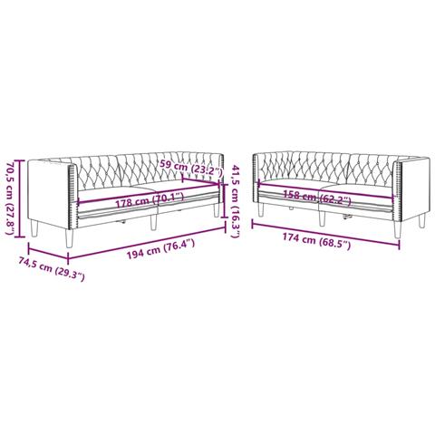 Sei Divani Chesterfield 2 pz Rosso Vino in Similpelle - Foto 8