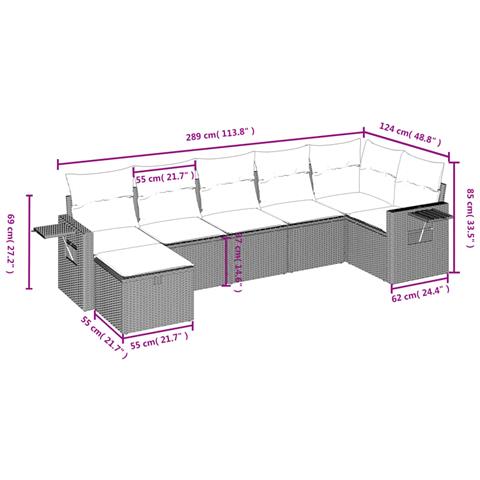 Set Divani da Giardino con Cuscini 7pz Nero Polyrattan - Foto 4