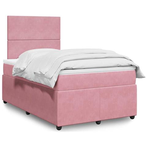 Giroletto a Molle con Materasso Rosa 120x190 cm in Velluto - Foto 2