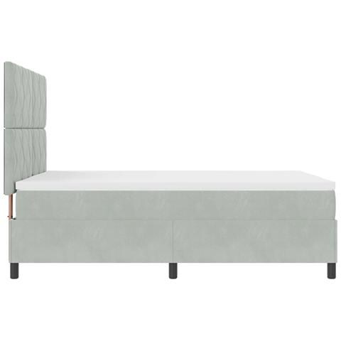 Letto a Rete con Materasso & Luce LED Grigio Chiaro 140x190 cm Velluto - Foto 9