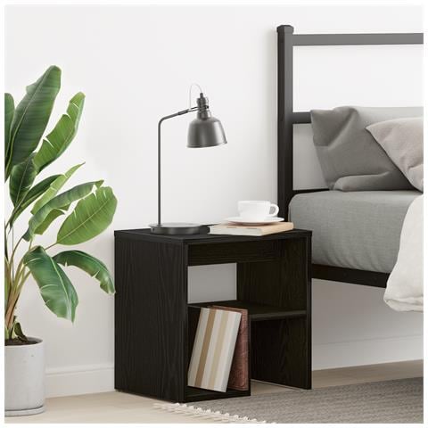 Comodino  Nero Rovere 40x30x40 cm in legno ingegnerizzato - Foto 2