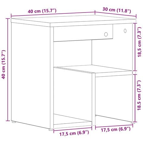 Comodino  Nero Rovere 40x30x40 cm in legno ingegnerizzato - Foto 9