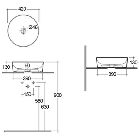 Lavabo Tondo Da Appoggio In Ceramica Bianco Matt Senza Foro Rubinetto - Feeling Rak Ceramics - Foto 2