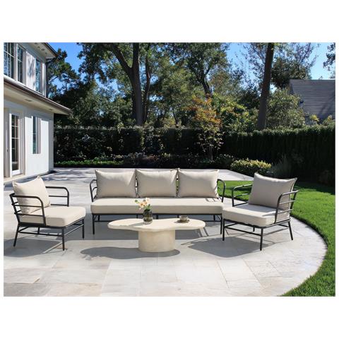 Set Di Divani Da Giardino 5 Posti Ponzone Metallo Beige Chiaro - Foto 1