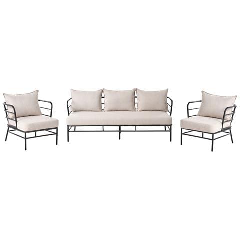 Set Di Divani Da Giardino 5 Posti Ponzone Metallo Beige Chiaro - Foto 2