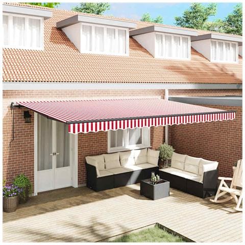 Tenda Retrattile Rosso e bianco 500 × 300 cm Tessuto - Foto 2