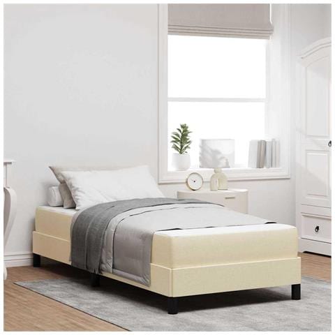 Letto a molle con materasso Crema 90 x 200 cm Tessuto - Foto 2