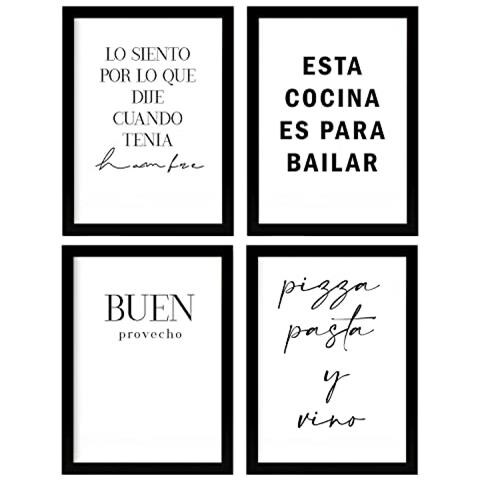 Set Di 4 Stampe Poster Tipografici ""cucina"". Design Degli Interni. Immagini Con Frasi Ispirate E Positive. Decorazione Della Stanza Senza Cornice A3 - Foto 1