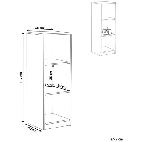 Libreria A 3 Ripiani Zehna 117 Cm Bianco - Foto 6